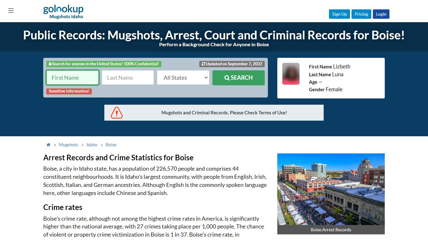 Mugshots Boise, Arrest Records Boise - GoLookUp